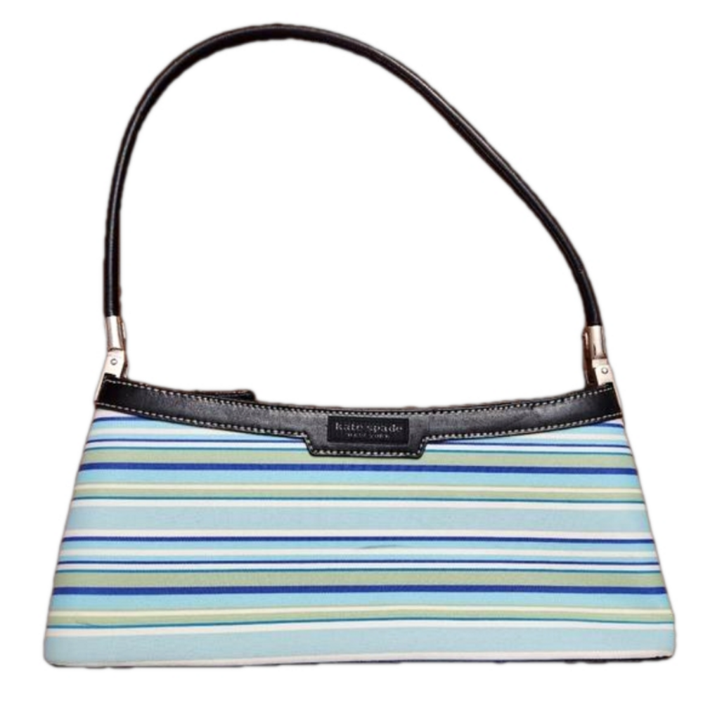 Kate Spade blue green striped handbag